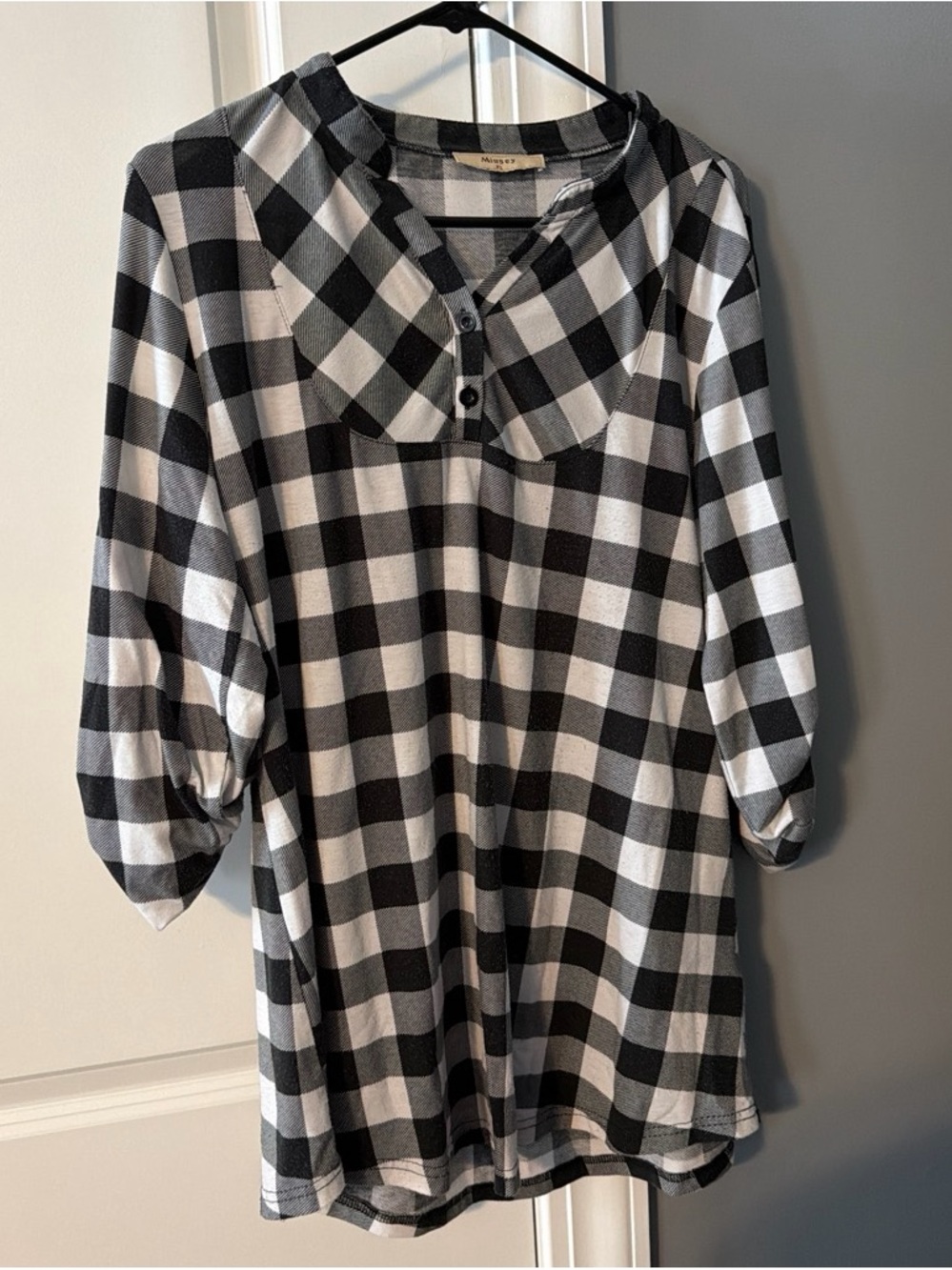 Women’s Black and White Buffalo Check Shirt